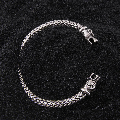 Real 925 Sterling Silver Viking Dragon Bangle Twisted body with wood box as gift