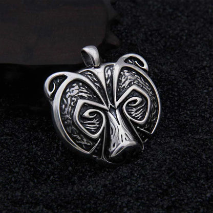 925 Sterling Silver Viking Bear Pendant Nekclace with real leather chain and keel chain as gift