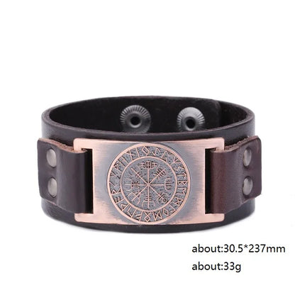 Vegvisir Compass Genuine Leather Bracelet Nordic Odin