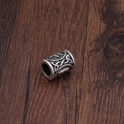 S925 Sterling Silver Viking beard Beads Hair Beads with keel chain and cow leather chain and vintage wood box as gift