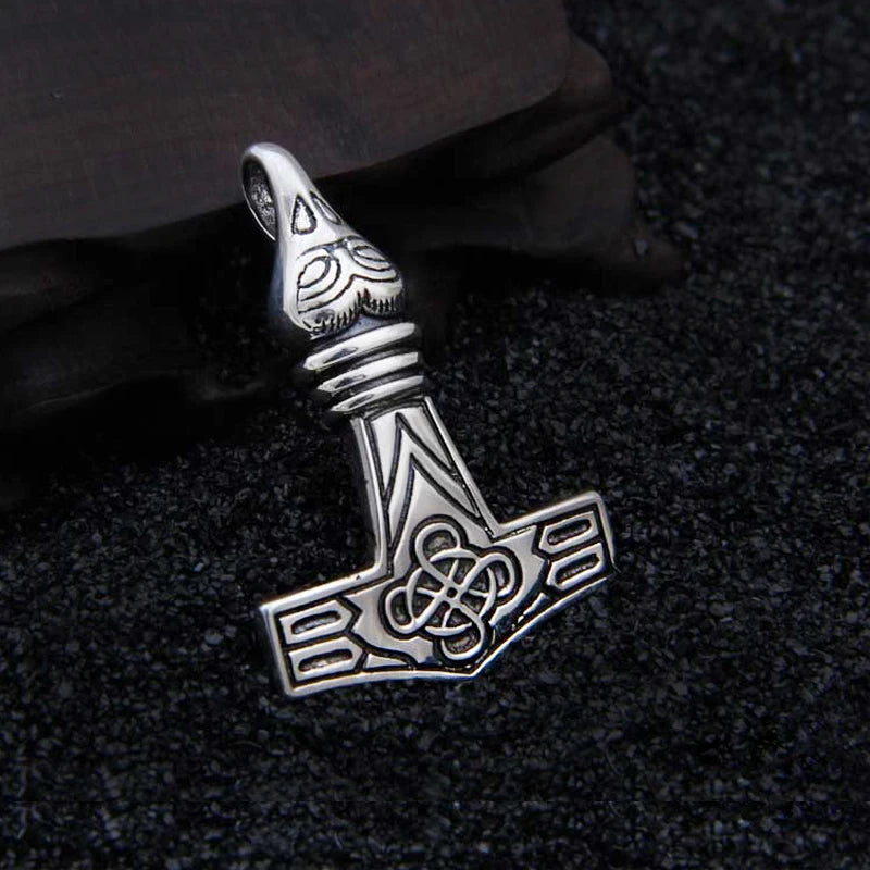 Sterling Silver Viking Raven with Celtic knot Necklace