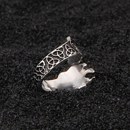 sterling silver Viking Celtic knot Bear claw adjustable ring