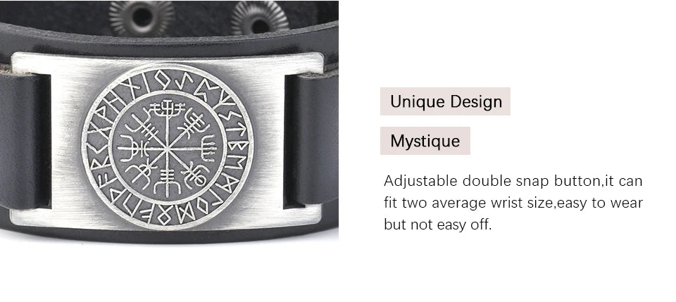 Vegvisir Compass Genuine Leather Bracelet Nordic Odin