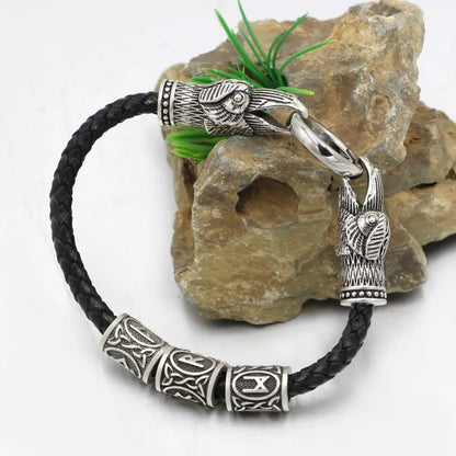 Viking Raven Head Bracelet Scandinavian Norse Amulet Jewelry Odin Bangle Rune Viking Knot Amulet Men Gift