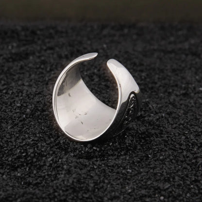 925 sterling silver Viking Odin Rune With Viking Rune adjustable ring with vintage viking box as gift