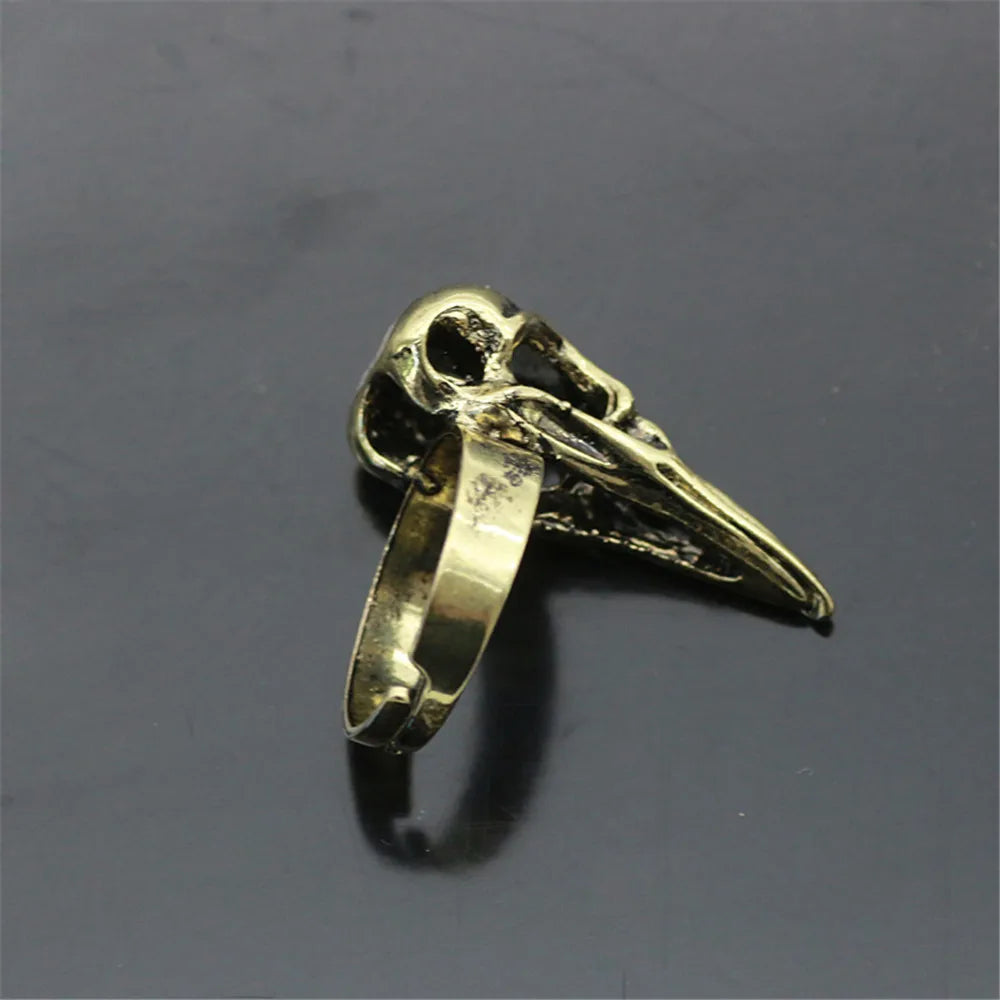 Viking Odin Raven Skull Ring Skeleton Nordic Bird animal skull ring Men's rings