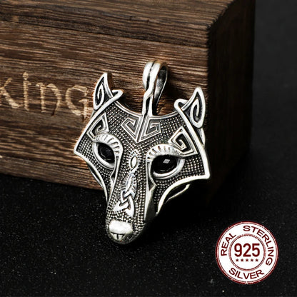 Sterling Silver Norse Odin Wolf necklace