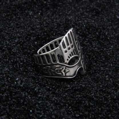 sterling silver 925 viking Warrior helmet adjustable ring as gift with vintage wood viking box