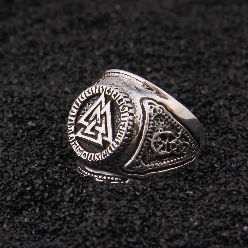 sterling silver Viking Odin Rune With Viking Rune adjustable ring