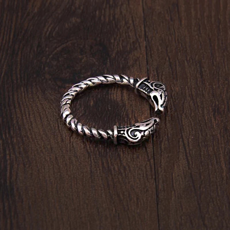 Sterling Silver Viking Adjustable Goat Twist Ring