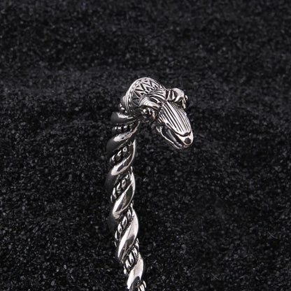 S925 Sterling Silver Viking Odin Raven Bangle with wood box as gift for men or women