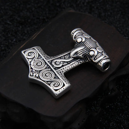 Sterling Silver Viking Raven thor hammer necklace