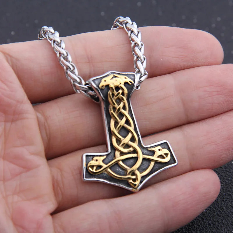 stainless steel Viking Thor's Hammer Mjolnir necklace