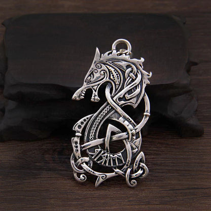 Sterling Silver Viking Dragon rune necklace