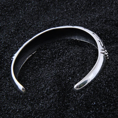 S925 Sterling Silver Viking Bangle on arm with wood box as gift for men or women