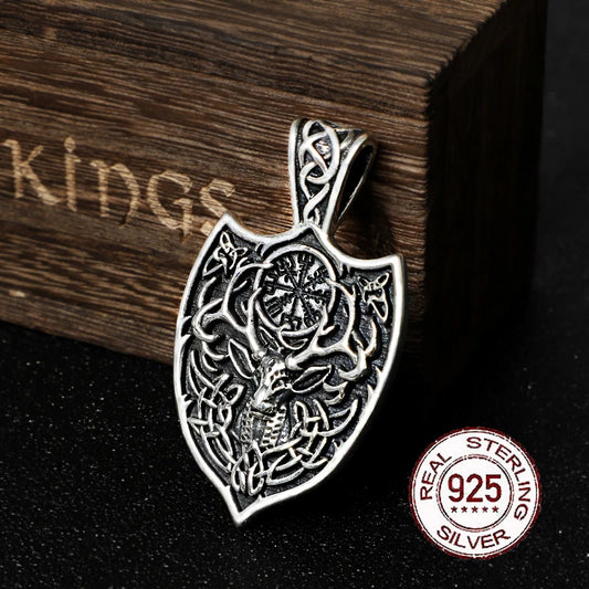 sterling silver Viking Deer Rune necklace