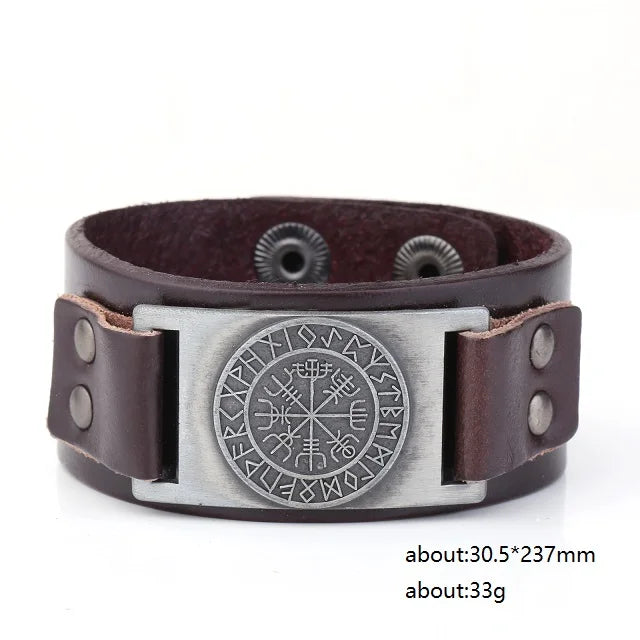 Vegvisir Compass Genuine Leather Bracelet Nordic Odin