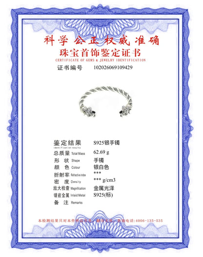 S925 Sterling Silver Viking Wolf Twisted body Bangle with wood box as gift for men or women