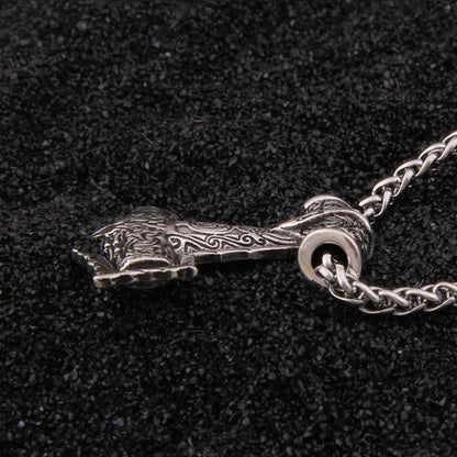 sterling silver Viking raven thor's hammer necklace