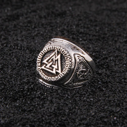 925 sterling silver Viking Odin Rune With Viking Rune adjustable ring with vintage viking box as gift