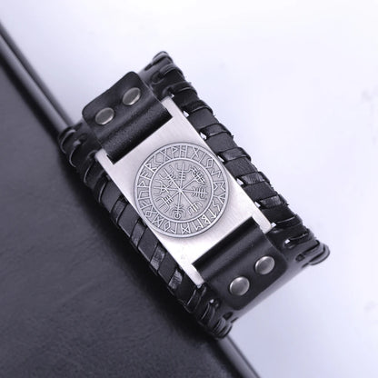 Vegvisir Compass Genuine Leather Bracelet Nordic Odin