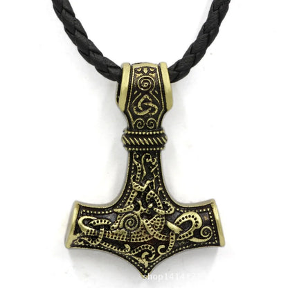 Norse Viking Amulet Scandinavian Mjolnir Pendant Hammer Of Thor Necklace Colar Choker Necklace Women Viking Rune Amulet