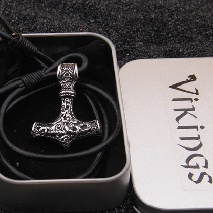 Dropshipping Stainless steel Viking thor hammer pendant hand made really leather Bracelet for men gift