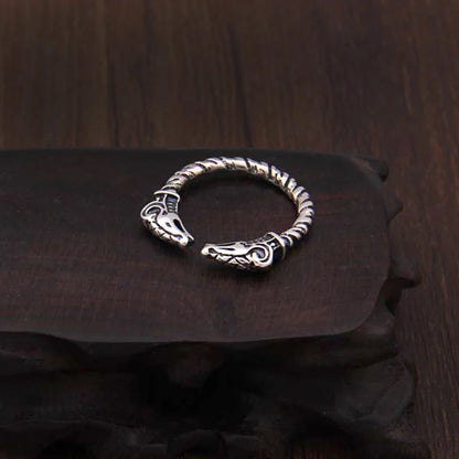 Sterling Silver Viking Adjustable Goat Twist Ring