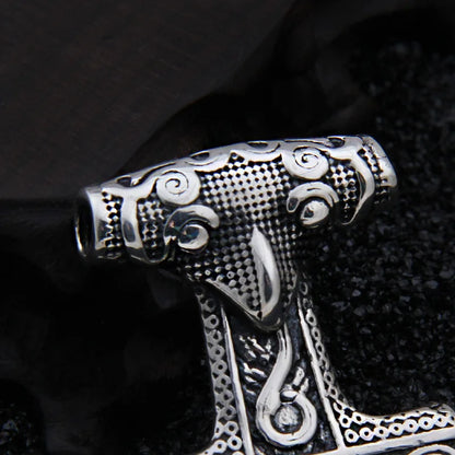 925 Sterling Silver Viking Raven thor hammer Pendant necklace with cow leather and keel chain as gift
