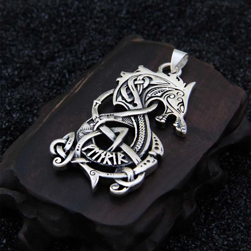 Sterling Silver Viking Dragon rune necklace