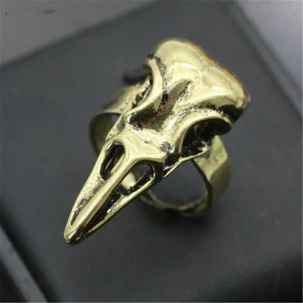 Viking Odin Raven Skull Ring Skeleton Nordic Bird animal skull ring Men's rings