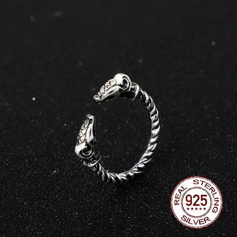 Sterling Silver Viking Adjustable Goat Twist Ring