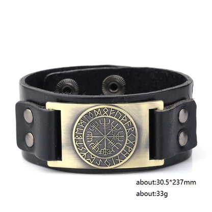 Vegvisir Compass Genuine Leather Bracelet Nordic Odin