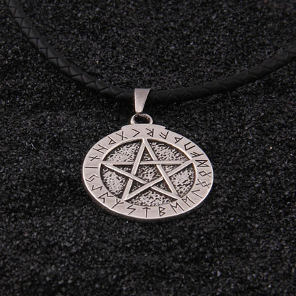 sterling silver Norse Rune Magic pentagram necklace