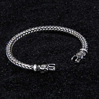 Real 925 Sterling Silver Viking Dragon Bangle Twisted body with wood box as gift
