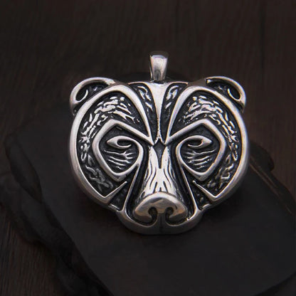 Sterling Silver Viking Bear Pendant Necklace