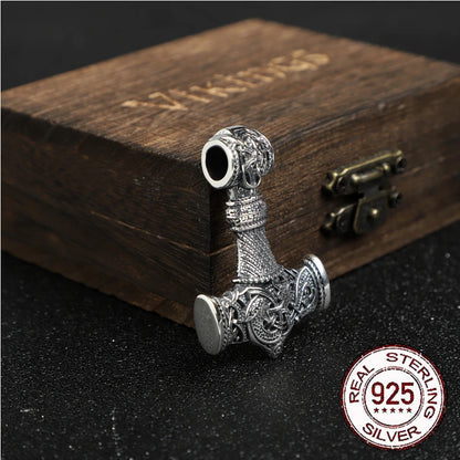 S925 Sterling Silver Norse Viking Thor's Hammer Mjolnir necklace