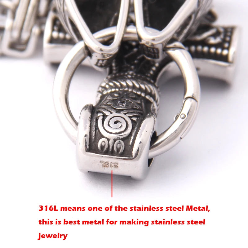 New Arrival Stainless steel making Never fade Viking wolf necklace with thor hammer pendant as christmas gift