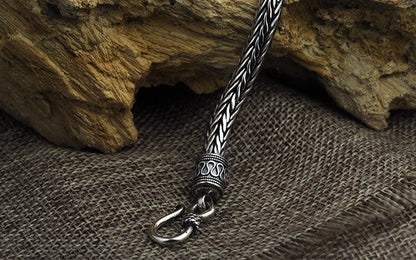 S925 Metal Making Antique Sterling Silver Vikings Bracelet as men gift with wood box