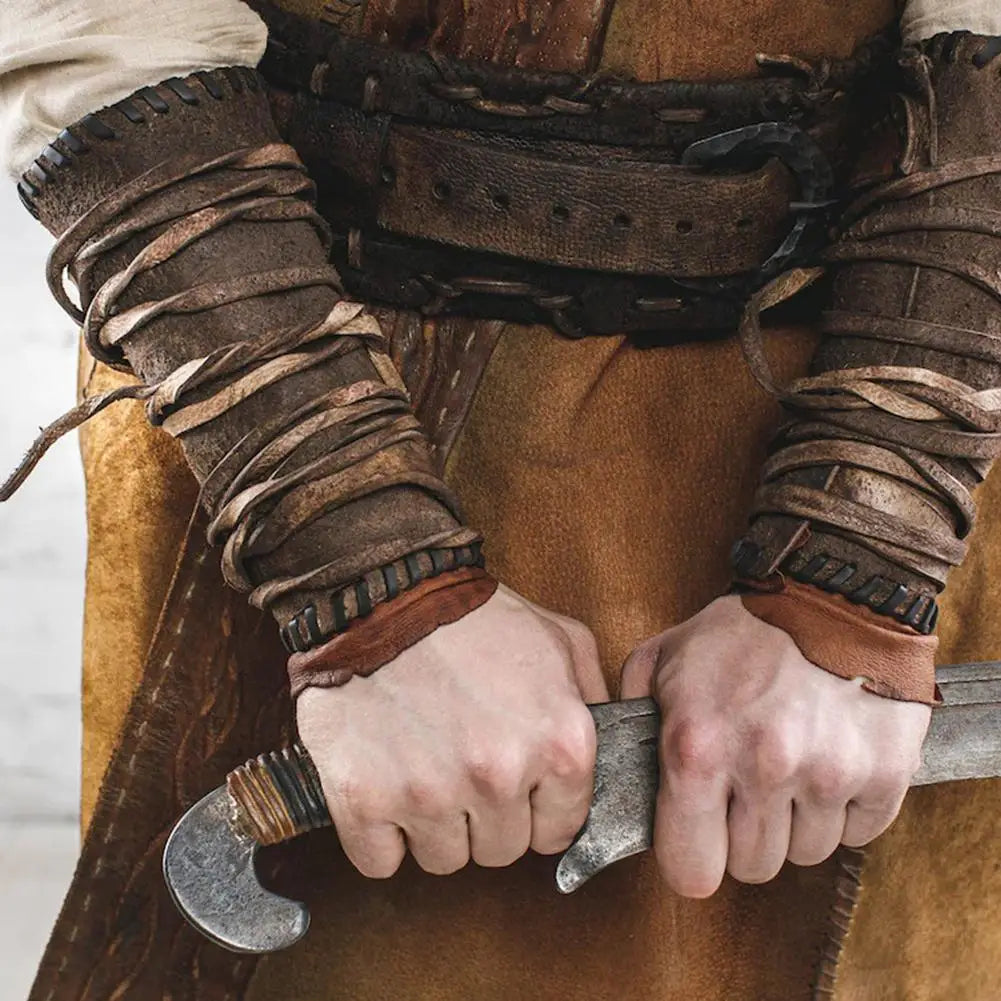 Arm Bracers Medieval Faux Leather Wrist Cuff Armband Arm Armor Cuff Punk Renaissance Accessories Arm Guards