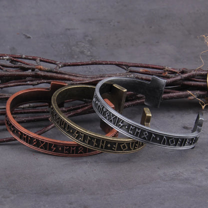 Dropshipping 1pc Men's Handmade Nordic Rune Bangle Viking 3 color Alloy men bangle