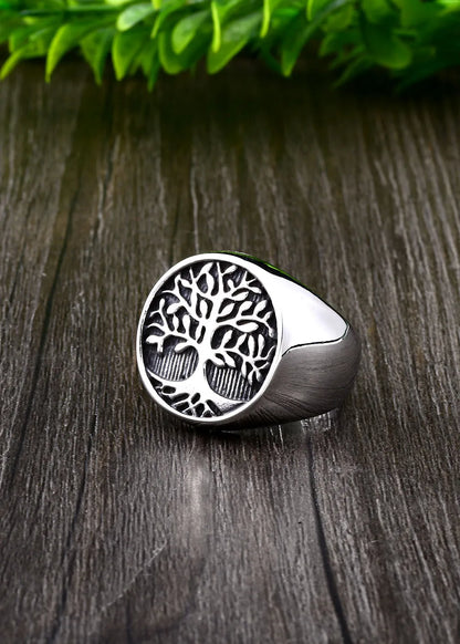 Stainless Steel Tree of Life Signet Ring