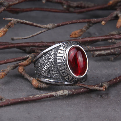 Stainless Steel Viking raven and wolf ring