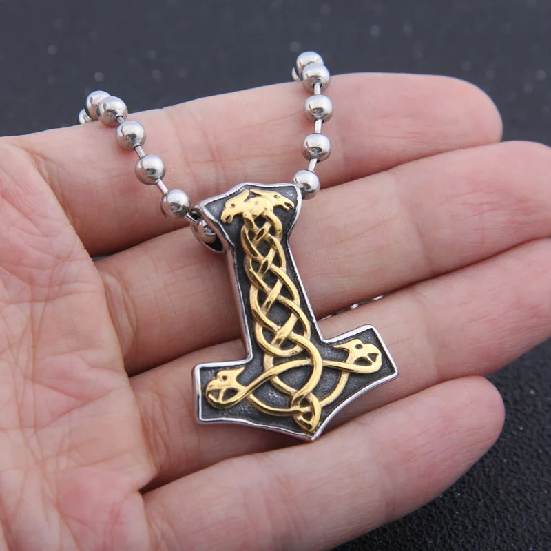 stainless steel Viking Thor's Hammer Mjolnir necklace