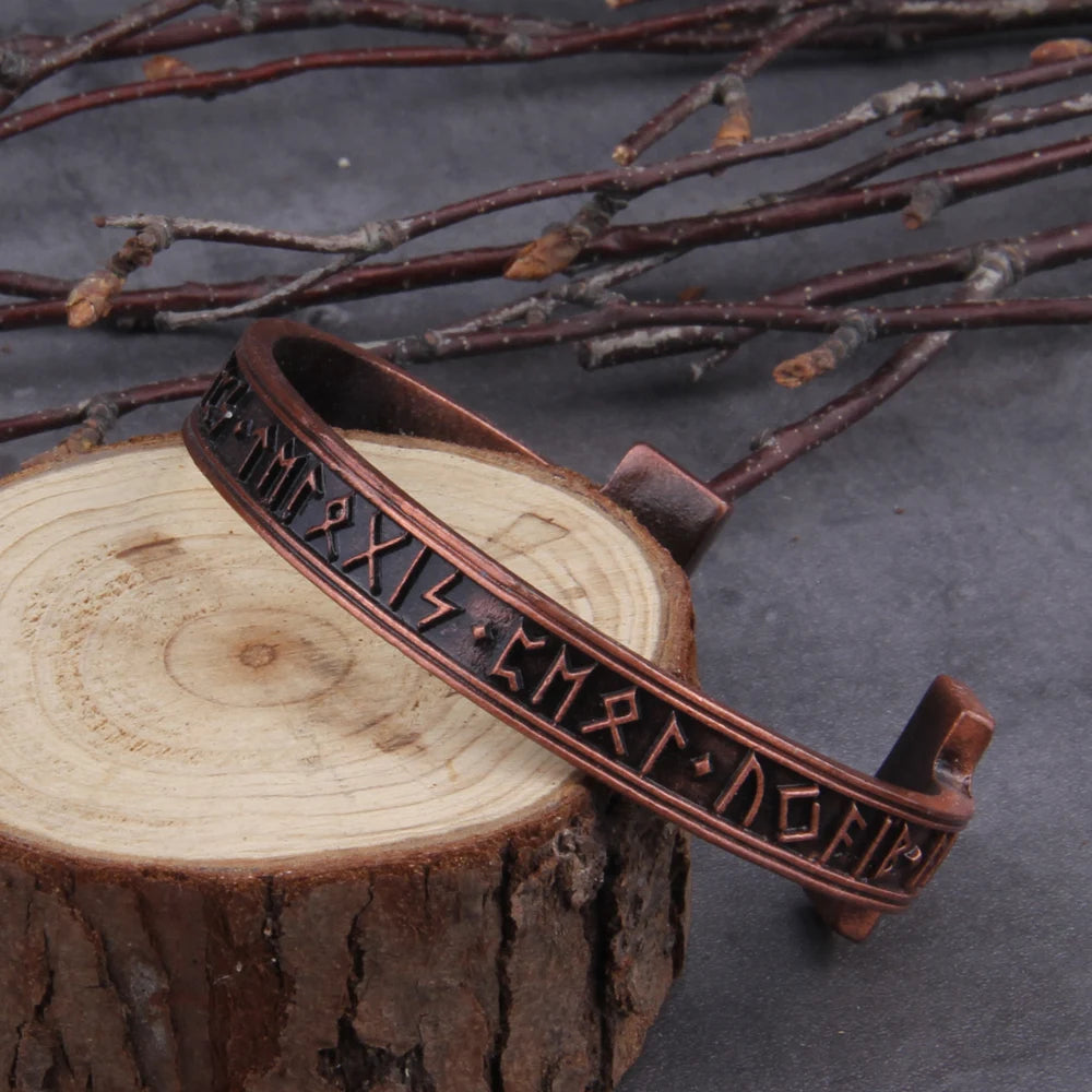 Dropshipping 1pc Men's Handmade Nordic Rune Bangle Viking 3 color Alloy men bangle
