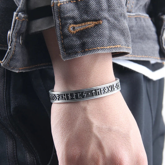 Dropshipping 1pc Men's Handmade Nordic Rune Bangle Viking 3 color Alloy men bangle
