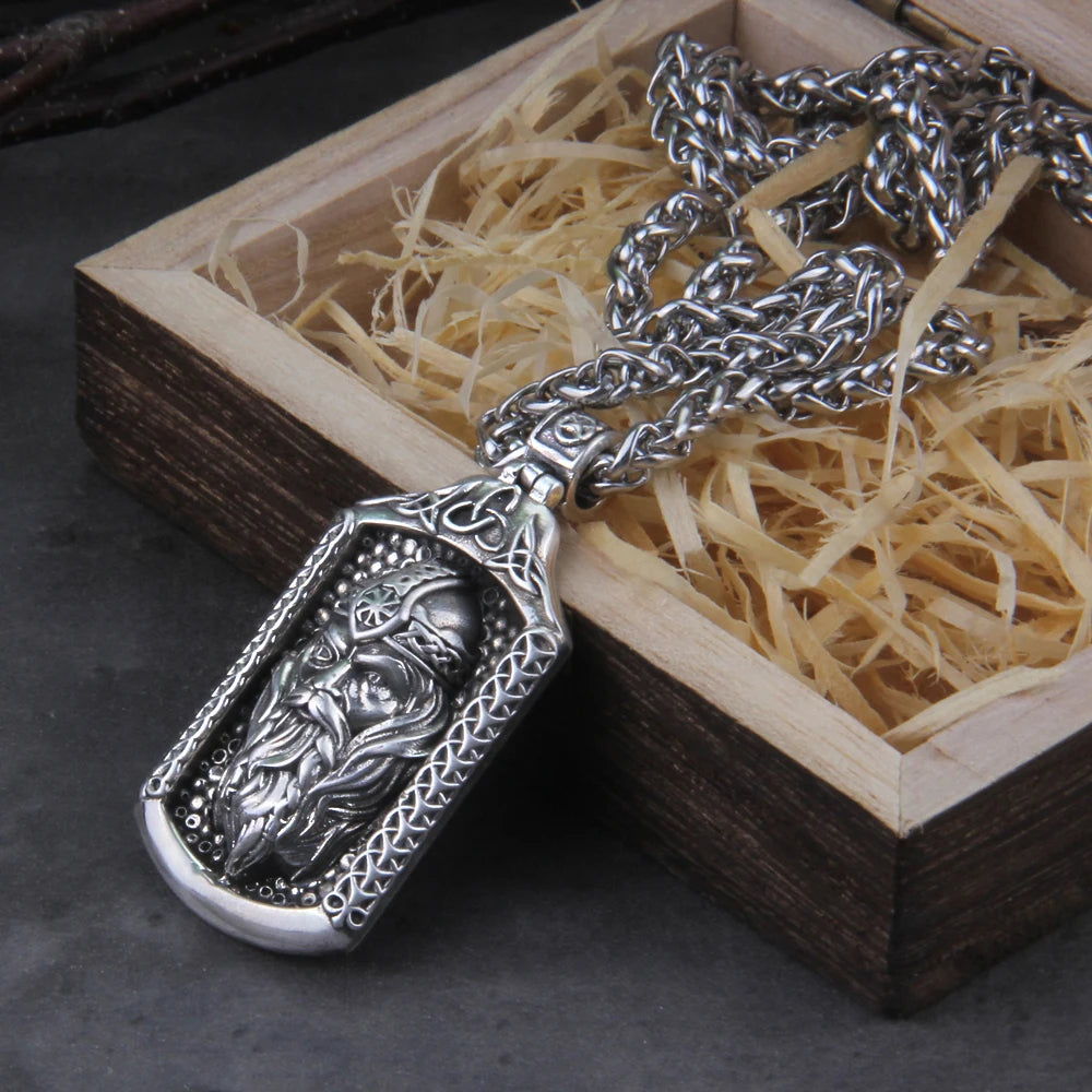 Sterling Silver Viking Odin Photo frame Necklace