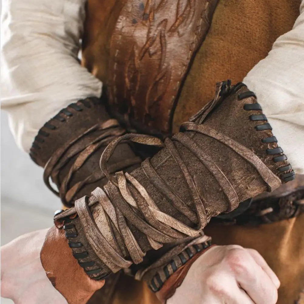 Arm Bracers Medieval Faux Leather Wrist Cuff Armband Arm Armor Cuff Punk Renaissance Accessories Arm Guards