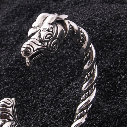 Sterling Silver Nordic Dragon Viking Bangle