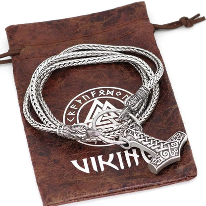 Norse Viking Pendant Cord Odin's Ravens Of Thor's Hammer amulet Axe